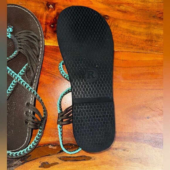 Plaka Seashell Summer Sandals for Women | Turquoise-Zebra EUC SZ 8 - Picture 3 of 6